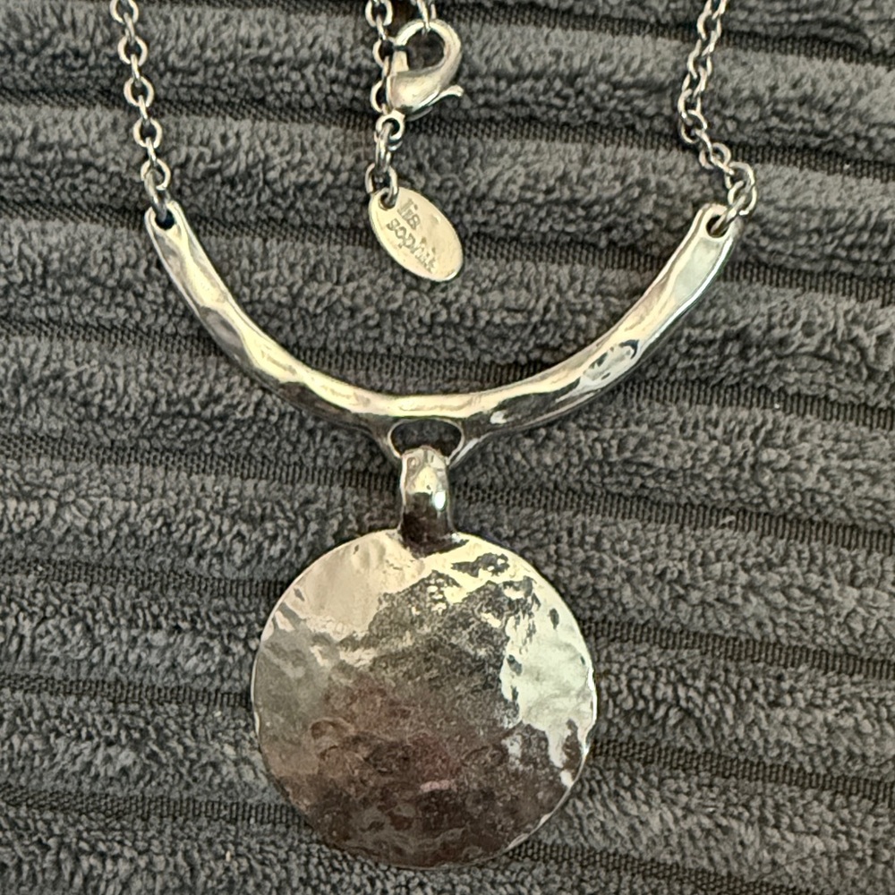Lia Sophia Textured hammered Silver Necklace